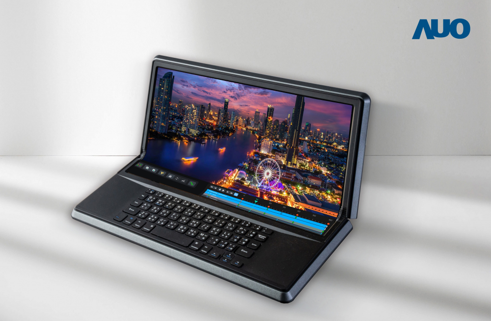 k1体育14.6吋Micro LED折迭显示屏幕，搭配半径4mm的弯折绞炼，以及高画素、高亮度、高对比度的显示技术特点，即便在大视角下仍保有绝佳色相与亮度