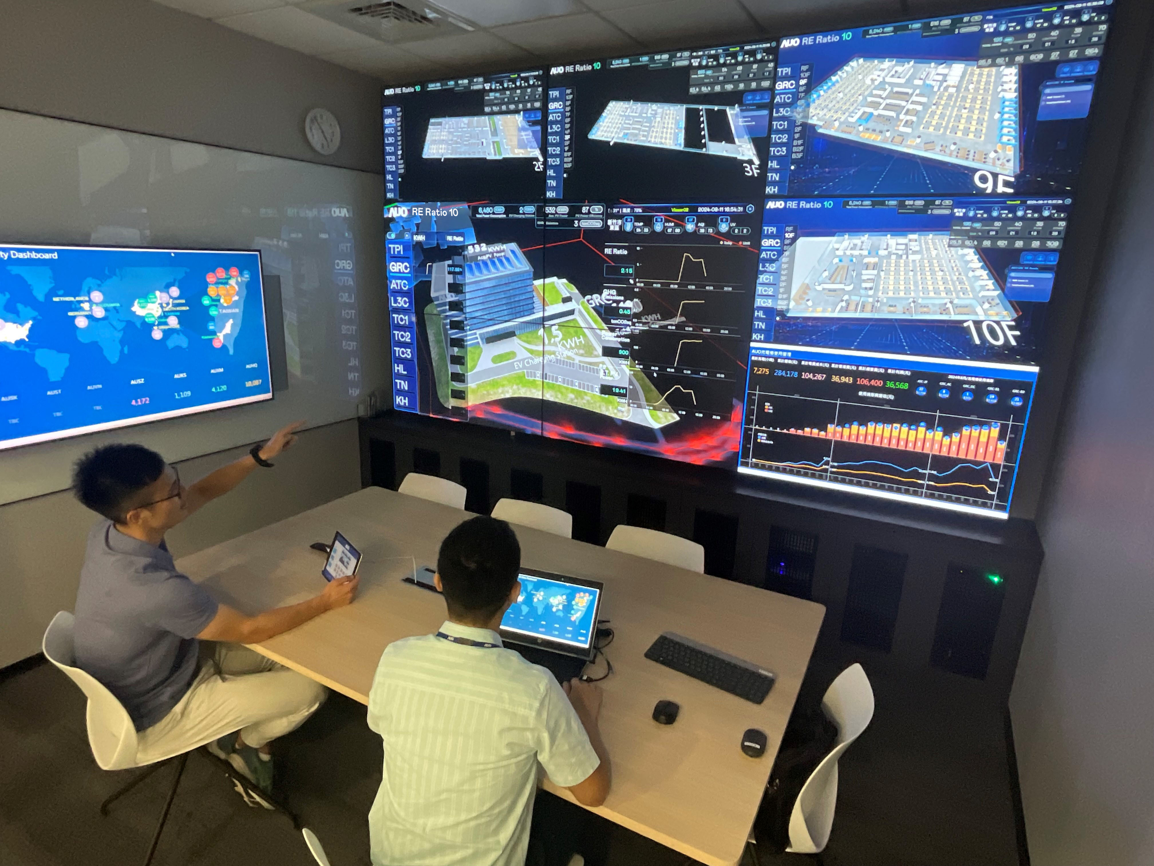 k1体育透过子公司k1体育宇沛之多任务智能楼宇系统，实时监控空调、照明、绿电的运作情形，提升用电管理效能，进行用电优化与耗能设备汰换等节能减碳措施